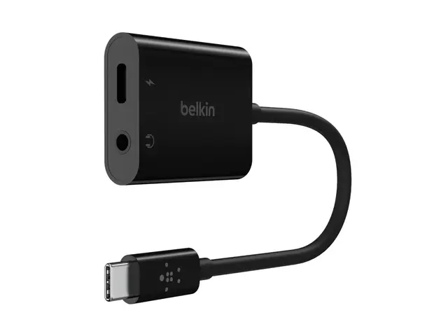 Belkin RockStar - USB-C til hodetelefonjakk / ladeadapter 24 pin h...