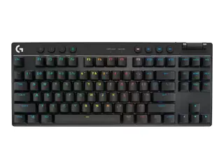 Logitech G PRO X - Tastatur - uten nummertastatur bakgrunnsbelyst - tr&#229;dl&#248;s - Bluetooth, 2.4 GHz - tastsvitsj: GX Red Linear - svart