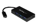 StarTech.com 4-Port USB 3.0 Hub - Powered USB 3.1 Gen 1 Hub USB-C to 1x USB-C and 3x USB-A Adapter - USB-C Port Expander (HB30C3A1CFB) - hub - 4 porter