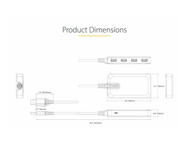StarTech.com 4-Port USB Hub, 3.0 5Gbps, Bus Powered, USB-A to 4x H...
