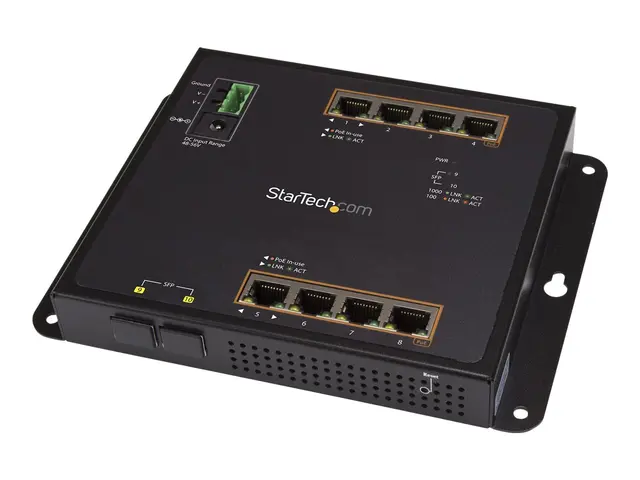 Startech Industrial 8 Port Gigabit PoE+ Switch with 2 SFP MSA Slot...