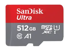 SanDisk Ultra - Flashminnekort (microSDXC til SD-adapter inkludert) 512 GB - A1 / UHS Class 1 / Class10 - microSDXC UHS-I