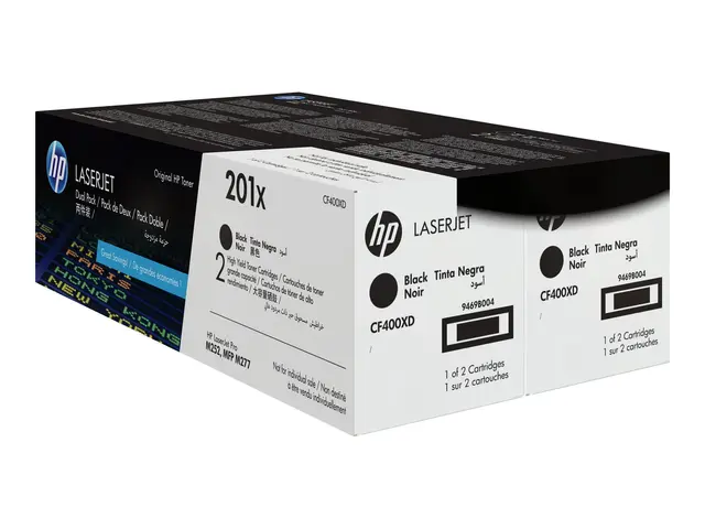 HP 201X - 2-pack Høy ytelse svart original LaserJet tonerpatron (C...