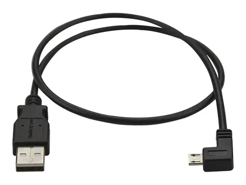 StarTech Left Angle Micro USB Cable - 1 ft / 0.5m 90 degree - USB Cord - USB Charger Cable - USB to Micro USB Cable (USBAUB50CMLA) - USB-kabel - Micro-USB type B til USB - 50 cm