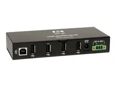 Eaton Tripp Lite series 4-Port Rugged Industrial USB 2.0 Hi-Speed Hub w 15KV ESD Immunity Metal Mountable Hub - 4 x USB 2.0 - DIN-skinnemonterbar, veggmonterbar
