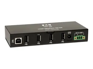 Eaton Tripp Lite series 4-Port Rugged Industrial USB 2.0 Hi-Speed Hub w 15KV ESD Immunity Metal Mountable Hub - 4 x USB 2.0 - DIN-skinnemonterbar, veggmonterbar