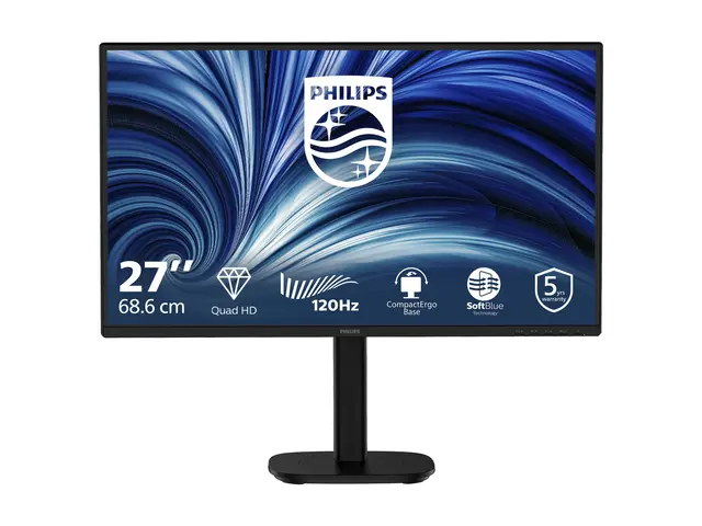 Philips 27B2N3500 - LED-skjerm - 27" - 2560 x 1440 QHD @ 120 Hz IPS - 1500:1 - HDR10 - 2xHDMI, DisplayPort - høyttalere - svart 