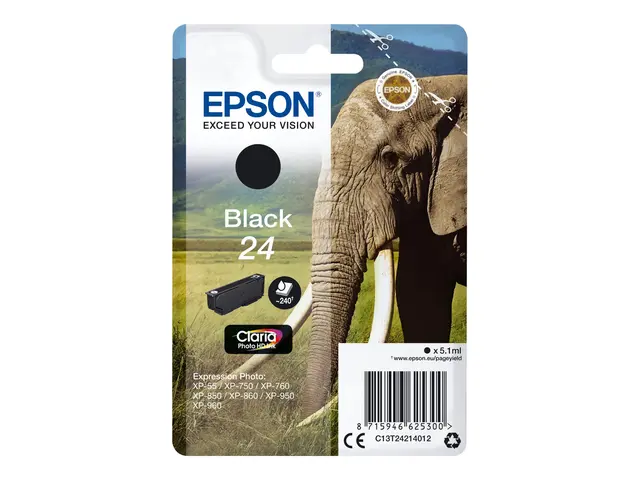 Epson 24 - 5.1 ml - svart - original - blekkpatron - for Expressio...