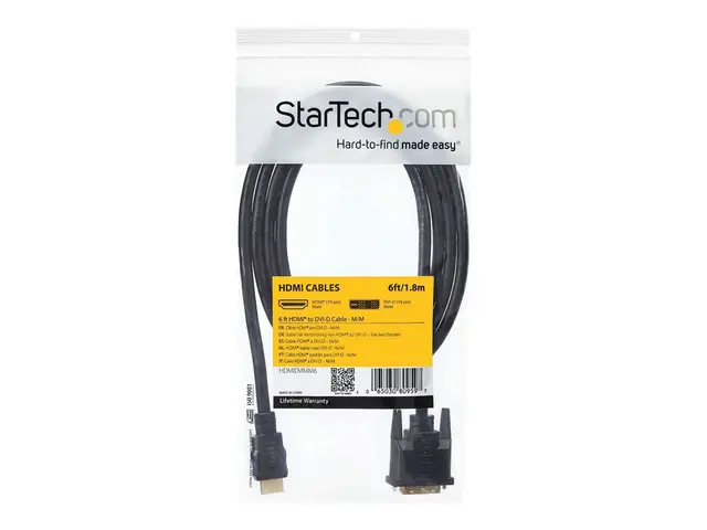 StarTech.com 6ft (1.8m) HDMI to DVI Cable, DVI-D Display Cable (19...