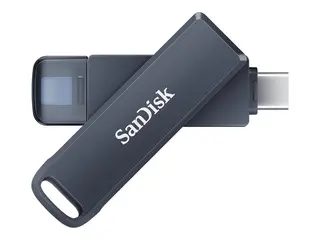 SanDisk Phone Drive - USB-flashstasjon 64 GB - USB-C / Lightning - metallisk sky