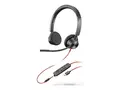 Poly Blackwire 3325 - Blackwire 3300 series hodesett - on-ear - kablet - 3,5 mm jakk, USB-C - svart - Certified for Microsoft Teams, UC-sertifisert