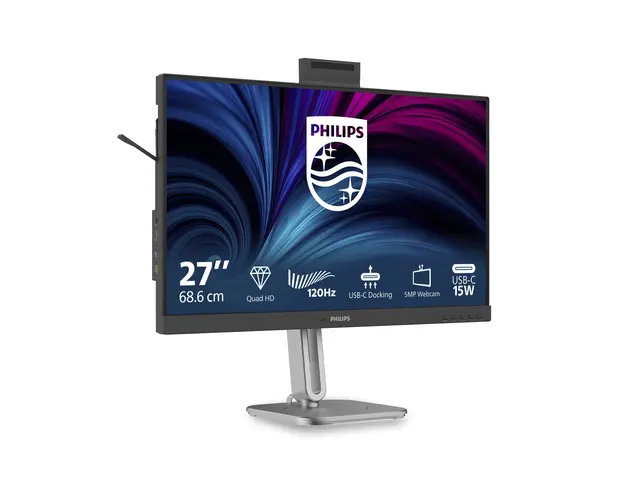 Philips 27B2U4601H - 4000 Series - LED-skjerm 27" - 2560 x 1440 QHD @ 120 Hz - IPS - 1500:1 - HDMI, DisplayPort, USB-C - høyttalere - sølv, koksgrå 