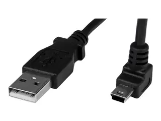 StarTech.com 1m Mini USB Cable Cord A to Up Angle Mini B - Up Angled Mini USB Cable - 1x USB A (M), 1x USB Mini B (M) - Black (USBAMB1MU) - USB-kabel - USB (hann) til mini-USB type B (hann) - 1 m - 90° kontakt - svart