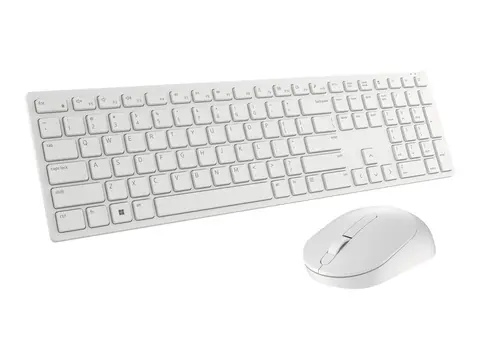 Dell Pro Keyboard and Mouse KM5221W - Tastatur- og mussett trådløs - 2.4 GHz - QWERTY - US International - hvit - med 3 years NBD Advance Exchange