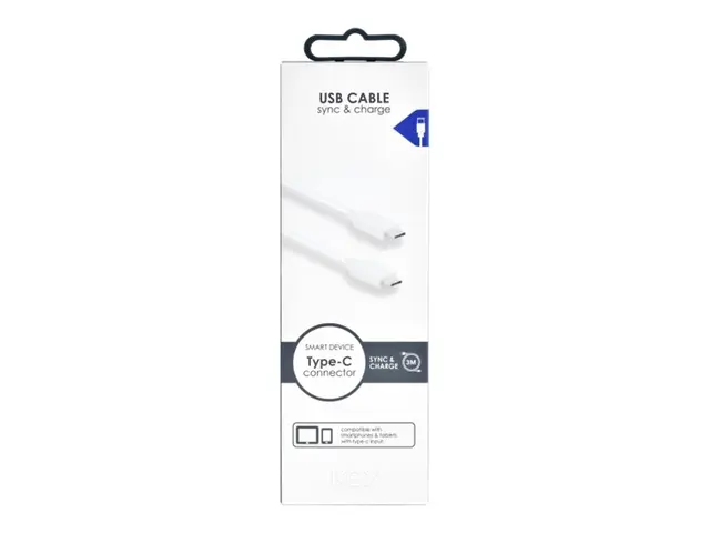 Key - USB-kabel 24 pin USB-C (hann) til USB 2.0 20 V 3 A m hvit