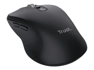 Trust Ferro - Mus - hyperscroll, multi-device høyrehendt - optisk - 9 knapper - trådløs - 2.4 GHz, Bluetooth - USB trådløs mottaker - svart - hengeboks