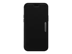 OtterBox Strada Series Folio - Lommebok for mobiltelefon l&#230;r, polykarbonat, metall&#229;s - skyggesvart - for Apple iPhone 12, 12 Pro