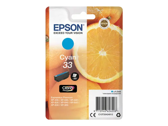 Epson 33 - 4.5 ml - cyan - original - blister - blekkpatron - for ...