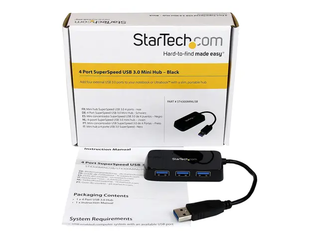 StarTech.com 4-Port USB 3.0 SuperSpeed Hub - Portable Mini Multipo...