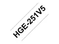 Brother HGE-251V5 - Svart p&#229; hvitt - Rull (2,4 cm x 8 m) 5 kassett(er) laminert teip for P-Touch PT-9500pc, PT-9700PC, PT-9800PCN; P-Touch R RL-700S
