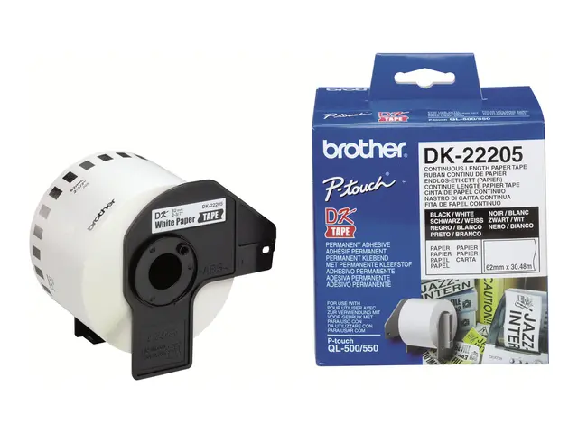 Brother DK-22205 - Svart på hvitt Rull (6,2 cm x 30,5 m) termisk p...