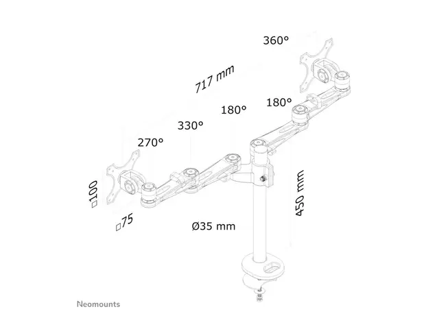 Neomounts FPMA-D935DG - Monteringssett full bevegelse for 2 LCD-sk...