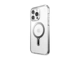 Speck Presidio Perfect-Clear - Baksidedeksel for mobiltelefon MagSafe-samsvar - plastikk - klar/klar, rolig s&#248;lv - for Apple iPhone 15 Pro Max