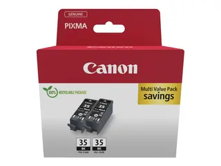 Canon PGI-35BK Twin Pack - 2-pack - 9.3 ml svart - original - hengeboks - blekkbeholder - for PIXMA iP100 with battery, iP110, iP110w, TR150 with Battery Pack