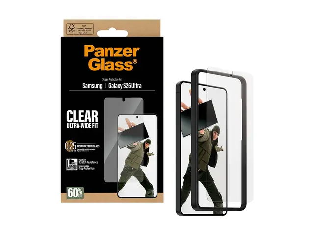 PanzerGlass - Skjermbeskyttelse for mobiltelefon ultravid passform...
