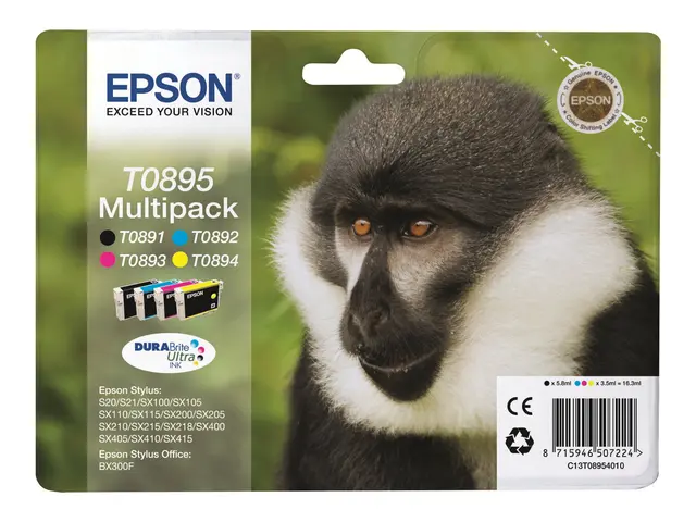 Epson T0895 Multipack - 4-pack - svart, gul, cyan, magenta - origi...