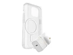 OtterBox Symmetry Series - Baksidedeksel for mobiltelefon MagSafe-samsvar - blank - med Premium Glass-skjermbeskytter og Fast Charge-vegglader USB-C 30 W - for Apple iPhone 16 Pro