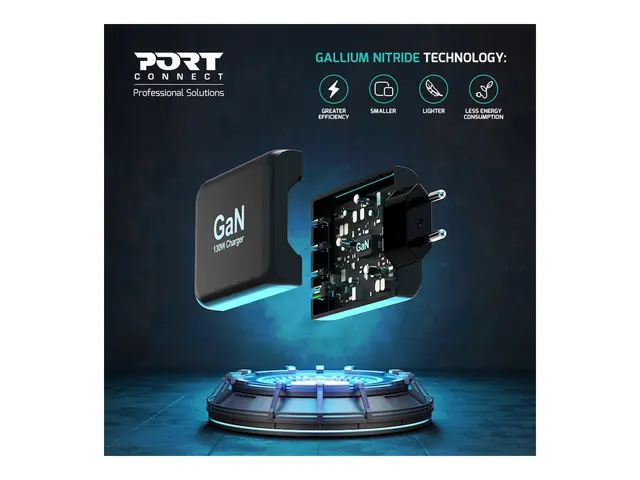PORT Connect - Strømadapter GaN 130 watt 5 A PD, QC 3.0 4 utgangsk...