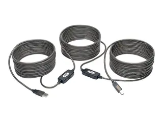 Eaton Tripp Lite Series 50ft USB 2.0 Hi-Speed Active Repeater Cable USB-A to USB-B M/M 50&#39; USB-kabel - USB-type B (hann) til USB (hann) - USB 2.0 - 15.24 m - aktiv, formst&#248;pt - s&#248;lv