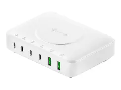 4smarts - Ladestasjon - 7 i 1 - 100 watt 5 A - PD/PPS, PD 3.0, QC 3.0, HiSilicon Fast Charging, AFC - 6 utgangskontakter (24 pin USB-C, USB)