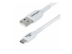 StarTech.com 3m (9.8ft) White USB-A to USB-C Charging Cable/Cord, M/M USB-kabel - USB (hann) til USB-C (hann) - USB 2.0 - 3 A - 3 m - halogenfri, passiv, lade og synkronisere, USB Fast Charge (15W) - hvit
