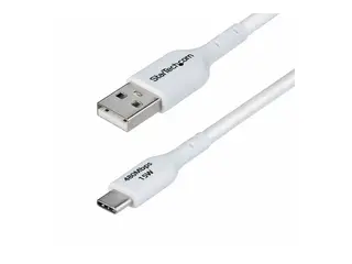 StarTech 3m (9.8ft) White USB-A to USB-C Charging Cable/Cord, M/M USB-kabel - USB (hann) til USB-C (hann) - USB 2.0 - 3 A - 3 m - halogenfri, passiv, lade og synkronisere, USB Fast Charge (15W) - hvit