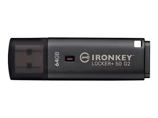 Kingston IronKey Locker+ 50 G2 - USB-flashstasjon kryptert - 64 GB - USB 3.2 Gen 1 - TAA-samsvar