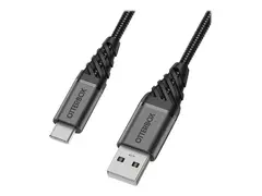 OtterBox Premium - USB-kabel - USB (hann) til 24 pin USB-C (hann) USB 2.0 - 3 m - m&#248;rk askesvart