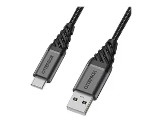 OtterBox Premium - USB-kabel - USB (hann) til 24 pin USB-C (hann) USB 2.0 - 3 m - m&#248;rk askesvart