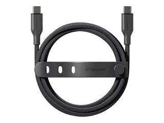 empower by PanzerGlass Racing - USB-kabel USB-C (hann) til USB-C (hann) - USB 2.0 - 20 V - 3 A - 1.2 m - Hurtiglading opptil 60W - romsvart