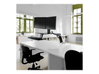Ergotron WorkFit-A Dual Workstation With Suspended Keyboard St&#229;ende skrivebordomformer - polert aluminium, svart
