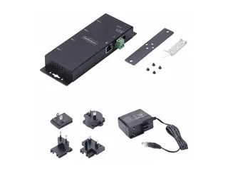 StarTech.com 4P Serial to Ethernet Adapter, IP LAN to RS232 DB9 Converter Enhetsserver - 4 porter - 100Mb LAN, RS-232 - vegg- / DIN-skinnemonterbar - TAA-samsvar - for P/N: AT925FM, GC9SF, SCNM9FF, SCNM9FM