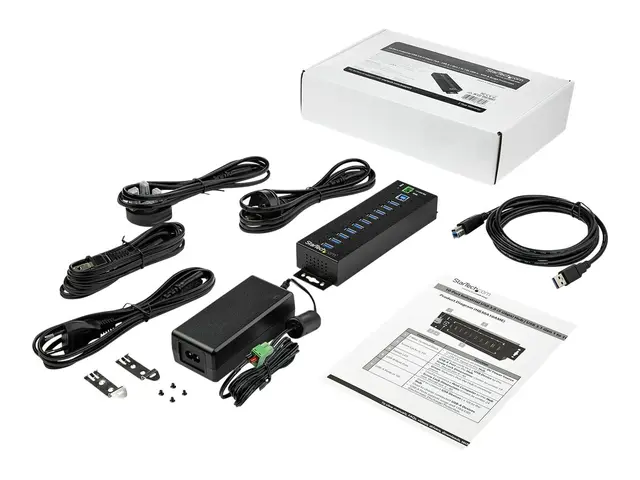 StarTech.com 10 Port USB Hub with Power Adapter, Surge Protection,...