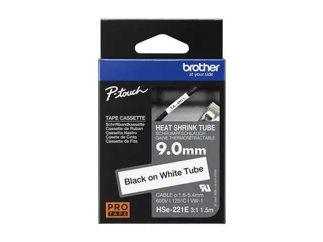 Brother HSe-221E - Svart på hvitt Rull (0,9 cm x 1,5 m) 1 kassett(...