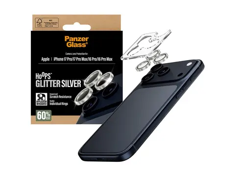 PanzerGlass Hoops - Linsebeskytter for mobiltelefon glitrende s&#248;lv - for Apple iPhone 16 Pro, 16 Pro Max, 17 Pro, 17 Pro Max