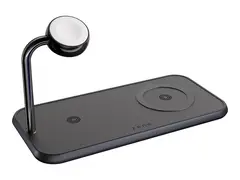 ZENS Dual+Watch Aluminium Wireless Charger Trådløs ladepute / ladestativ - magnetisk + AC-strømadapter - 20 watt - Apple Fast Charge, FC - svart