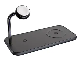 ZENS Dual+Watch Aluminium Wireless Charger Trådløs ladepute / ladestativ - magnetisk + AC-strømadapter - 20 watt - Apple Fast Charge, FC - svart