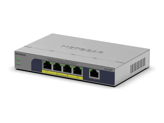 NETGEAR GS105P - Switch ikke-styrt 1 x 10/100/1000 + 4 (PoE+) stas...