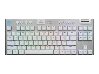 Logitech G G915 X - Tastatur - LIGHTSPEED TKL - bakgrunnsbelyst - trådløs - 2.4 GHz, Bluetooth, USB - QWERTY - Storbritannia - tastsvitsj: GL Tactile - hvit