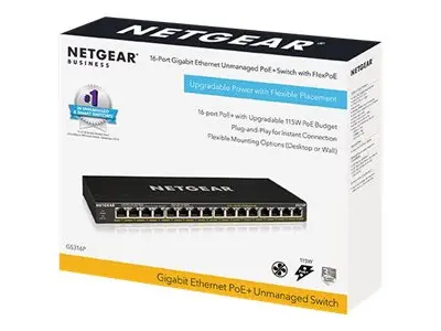NETGEAR GS316P - Switch - ikke-styrt - 16 x 10/100/1000 (PoE+) - s...